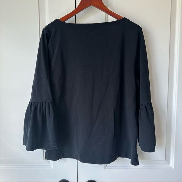 J. Crew Size XL Bell Sleeve Basic Black 3/4 Sleeve Tee - Picture 3 of 4